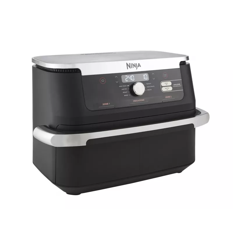 Freidora de aire caliente doble de 10,4 L Ninja AF500EU, independiente, 2470 W, negra, acero inoxidable