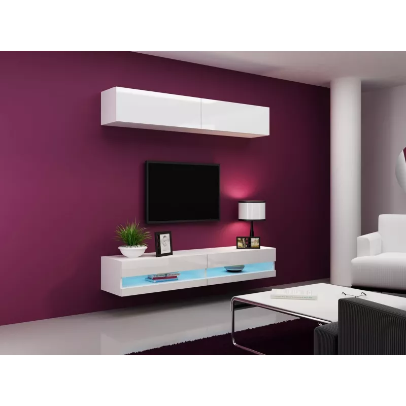 Conjunto de armarios de salón Cama VIGO nuevo 10 blanco/blanco brillante