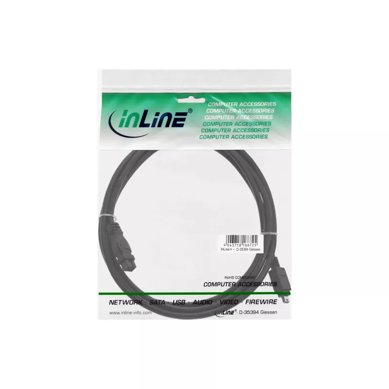 Cable FireWire 400 a 800 InLine 34901 1 m macho/macho negro