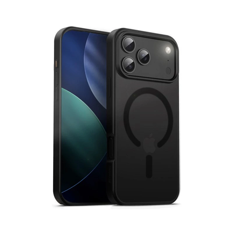 Funda Crong Hybrid Frost MAG Cover con MagSafe para iPhone 17 Pro Max Frosted Negro