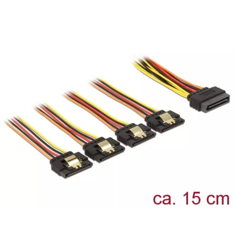 Cable SATA DeLOCK 60156 0,15 m SATA 15 polos 4 x SATA 15 polos Multicolor