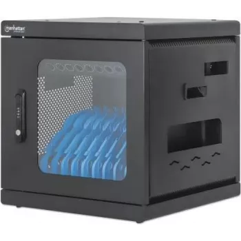 Armario de carga para portátiles Manhattan sobremesa mediante adaptador de CA (UE) 10 bahías, instalar el adaptador de CA (cable de alimentación) del dispositivo en la unidad, compatible con TODOS los portátiles (hasta 15,6