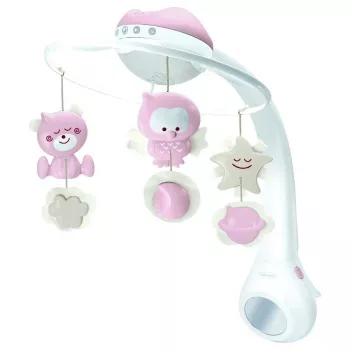 Caja de música para bebés B-kids 3en1 Infantino 150302050 – rosa polvo, juguete relajante 3 en 1