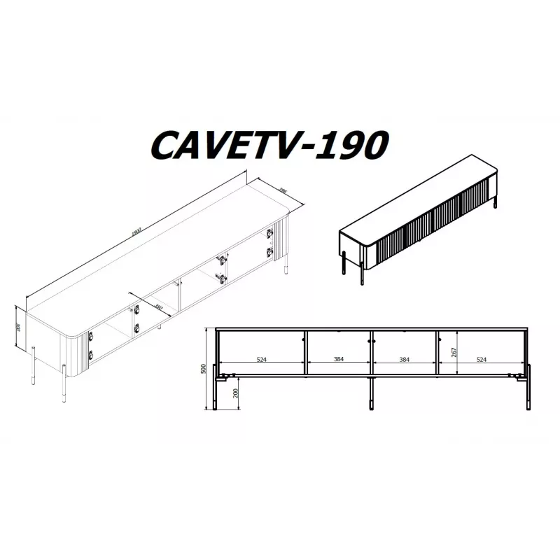 Mueble TV Cama VERA 190x40x50 cashmere mate
