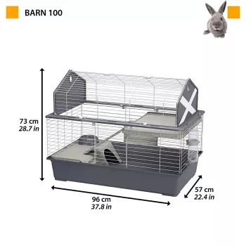 Jaula Ferplast Barn 100 para conejos y cobayas, metal/plástico, 960×570×730 mm, topo/blanco