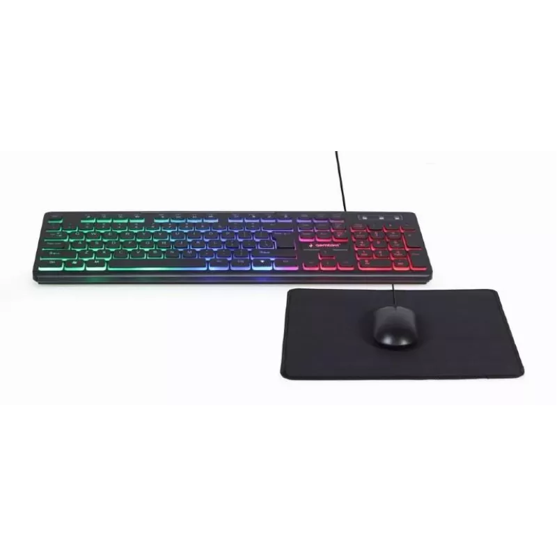 Teclado de tamaño completo con cable con ratón Gembird KBS-UML-01 — USB, QWERTY US, 104 teclas, negro