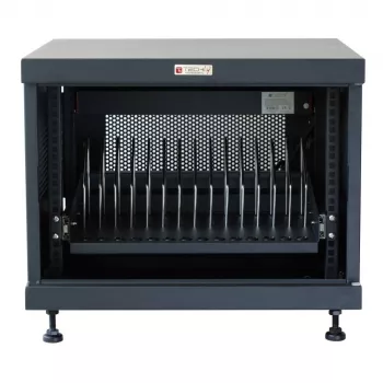 Estante organizador de cables TECHLY 367652 con fijación adhesiva 3M, acero, 550×550×410 mm, negro