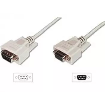 Digitus ASSMANN - Cable de prolongación serie - DB-9 (M) - DB-9 (H) - 3 m - moldeado, tornillos de mariposa - beige (AK-610203-030-E)