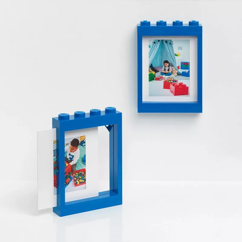LEGO Marco de fotos PICTURE FRAME, (An)191 x (Al)268 mm, azul de plástico ABS, con 4 tacos, apilable, compatible con - 1 unidad (41131731)