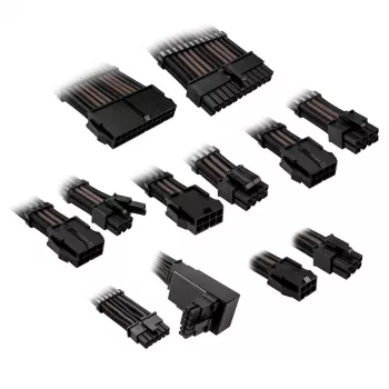 Kit de cables/adaptadores Kolink Core Pro extensión de cables con funda 12V-2x6 Tipo 2 – negro intenso/gunmetal