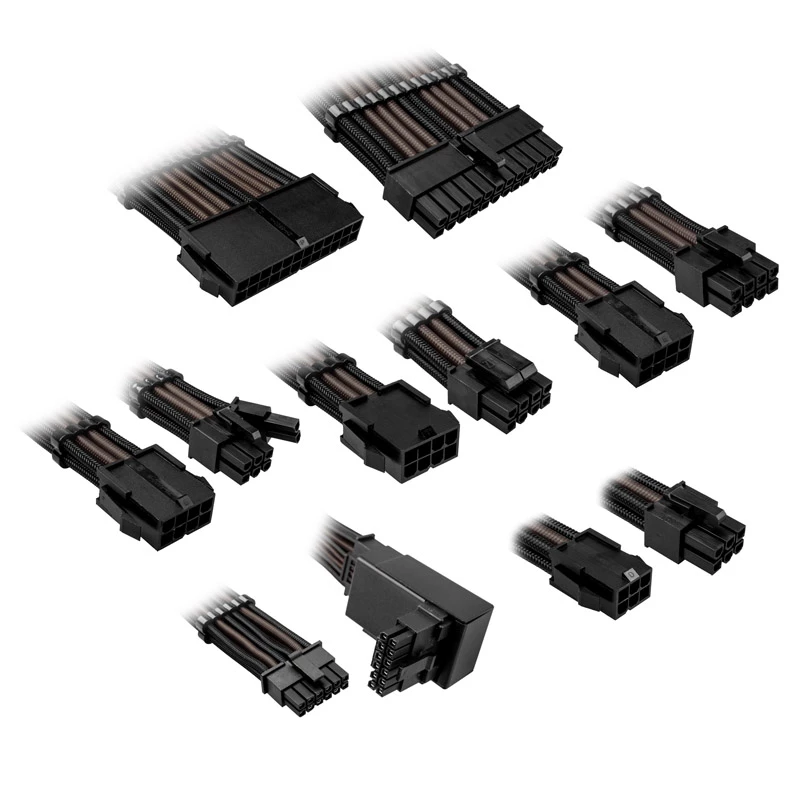 Kit de cables/adaptadores Kolink Core Pro extensión de cables con funda 12V-2x6 Tipo 2 – negro intenso/gunmetal