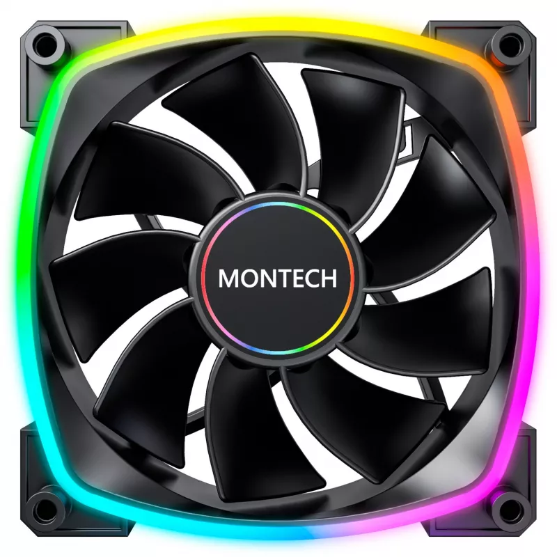 Ventilador de carcasa MONTECH RX140 PWM 140 mm ARGB Reverse-Blade - negro