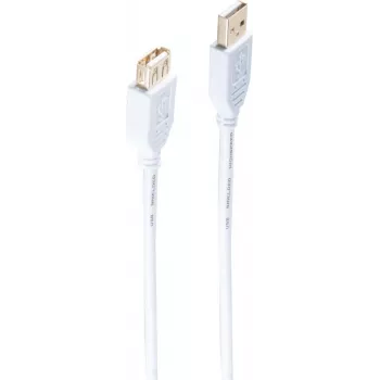 shiverpeaks ®-BASIC-S--Cable de extensión USB, conector macho Type-A a conector hembra Type-A, HIGH SPEED, contactos dorados, USB 2.0, blanco, 5,0 m (BS77125-W)