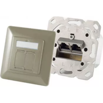 Toma de red 2 x RJ-45 ShiverPeaks 74280-GR – Cat6a, 500 MHz, carcasa de metal, gris/plata