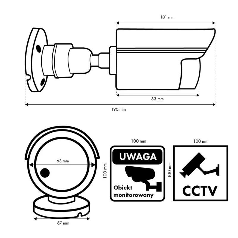 Cámara tubular simulada CEE IR1800 B, cámara de vigilancia simulada con LED IR, negro