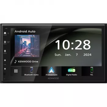 Moniceiver Double-DIN Kenwood con Android Auto, Apple CarPlay, sintonizador DAB+, conexión para cámara de marcha atrás