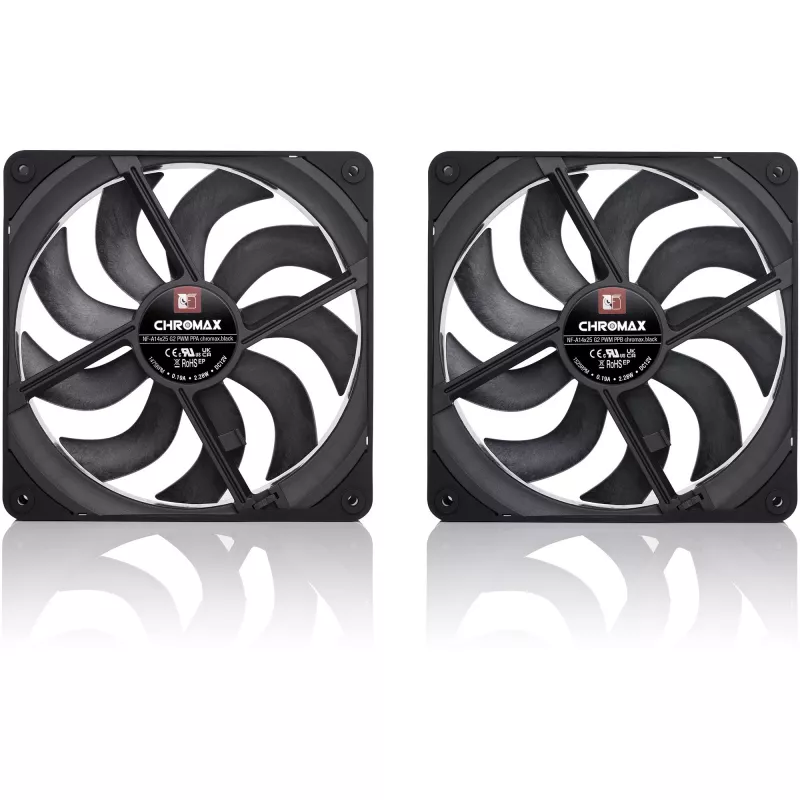 Noctua NF-A14x25 G2 PWM Sx2-PP chromax.negro set de doble ventilador de 140 mm