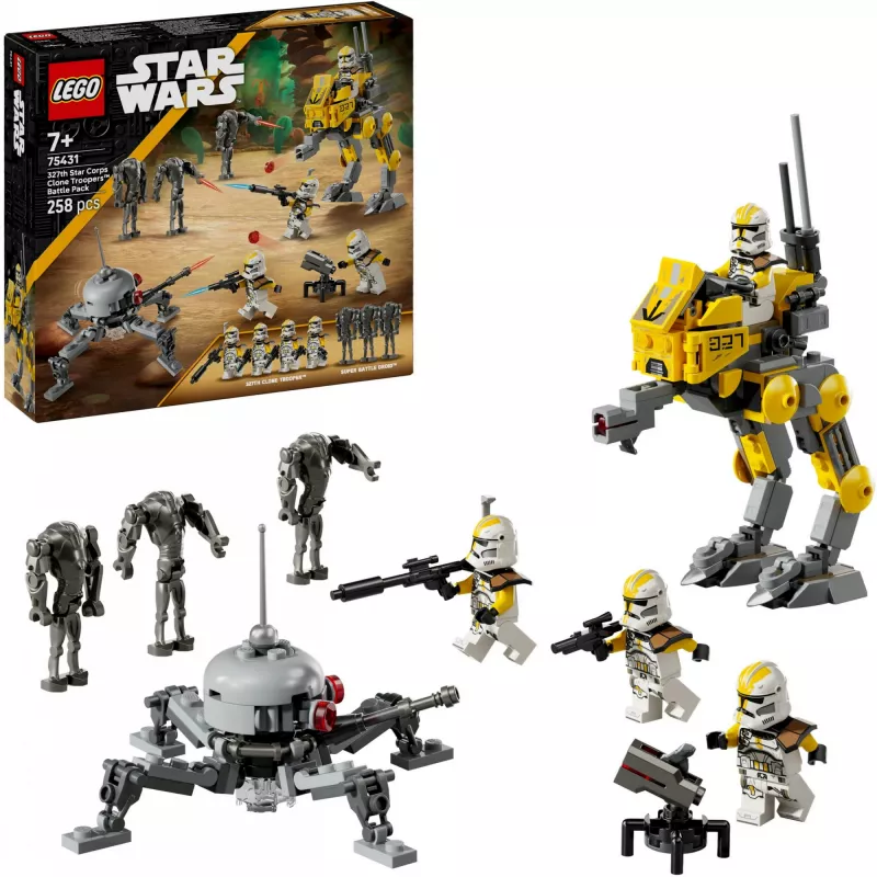 LEGO Star Wars set 327th Star Corps Clone Troopers Battle 75431 — 258 piezas, 7 minifiguras, edad 7+