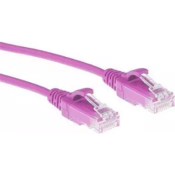 ACT Rosa 2 m LSZH U/UTP CAT6 cable de parcheo Slimline para centro de datos sin lengüeta con conectores RJ45