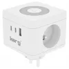 Regleta de enchufes Kerg M02730 — 2 tomas tipo F, 3 puertos USB (USB-A + USB-C), 16 A 250 V~, cable 1,5 m, blanco