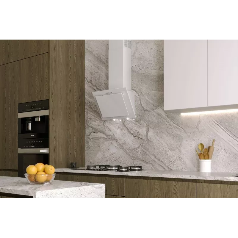 Campana extractora de cocina MAAN Vertical G 50 — blanca, carcasa de acero, mando frontal mecánico, 895×496×313 mm, motor incluido