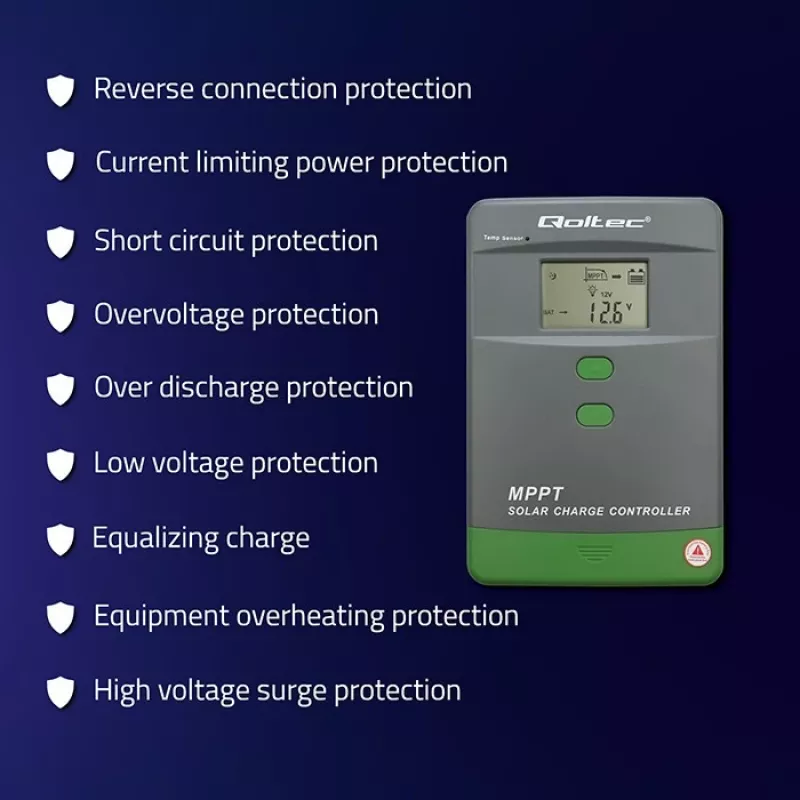 Regulador de carga solar MPPT con sensor de temperatura 60A