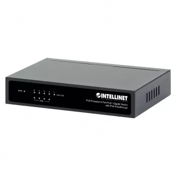 Conmutador Gigabit 5xPoE Passthrough, alimentado por PoE o AC, 68W