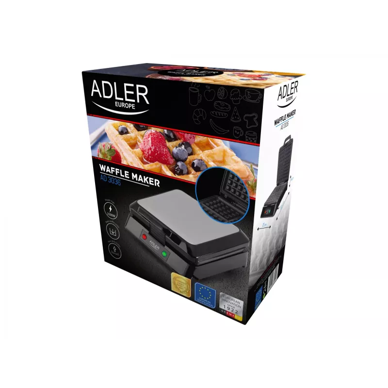 Adler AD 3036 Gofrera para 4 gofres Negro, Gris 1500 W