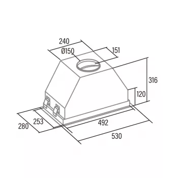 Campana extractora integrable CATA GCX 53 SD – 530 mm de ancho, 750 m³/h, filtro antigrasa metálico, control táctil, gris