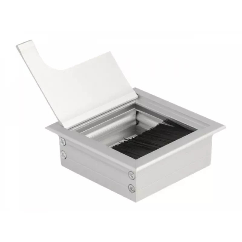 Pasacables DeLOCK para montaje en mesa con cepillo 80x80x28 mm plata