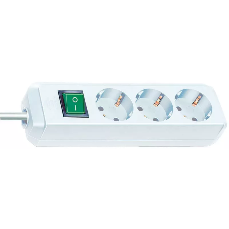 brennenstuhl Eco-Line - Regleta de enchufes - Tomas de salida: 3 - Cable de 1,5m - blanco (1152320400)
