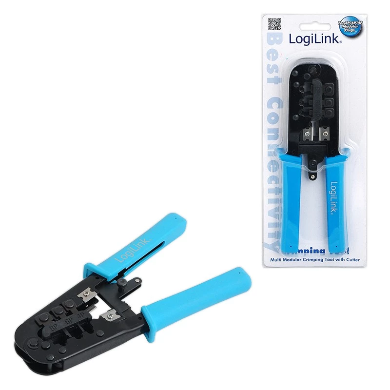 LogiLink WZ0019 crimpadora multimodular, 8P/6P/4P, negro/azul