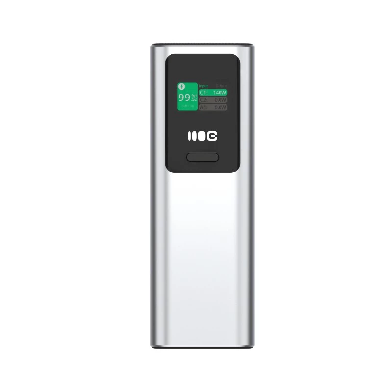 Batería portátil Green Cell PBGC25UD, 25200 mAh, Li‑Ion, 140 W de potencia total, 2× USB‑C + 1× USB‑A, pantalla OLED, carcasa de aluminio