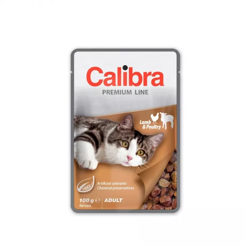 Comida húmeda para gatos Calibra Premium Adult cordero y aves 100 g bolsa, alimento completo, sin cereales
