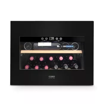 Vinoteca integrable Caso WineDeluxe E 18 — 18 botellas, altura 46 cm, negra, clase energética G