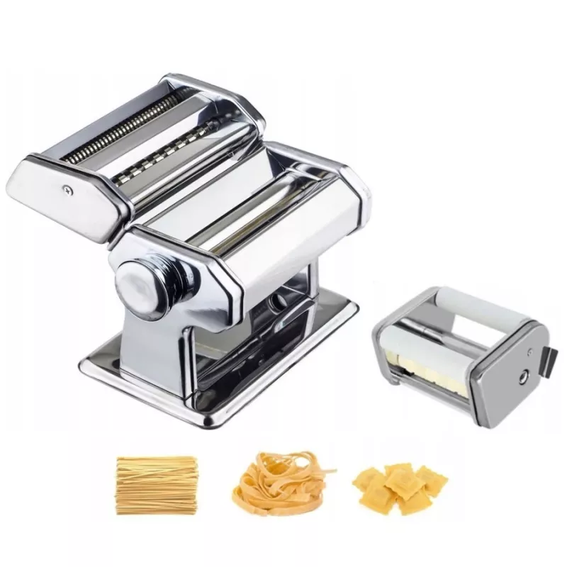 Máquina de pasta manual Maestro MR1679R — acero inoxidable, accesorio para ravioli, cortador de 6 mm