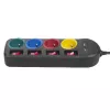 Regleta MACLEAN MCE229B — 4 tomas AC, 2× USB-A, cable de 1,5 m, 10 A, tipo F, interior, negra