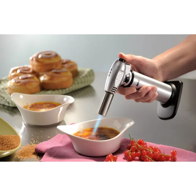 GEFU FUEGO Creme Brulee soplete de cocina G-35400, negro/acero inoxidable