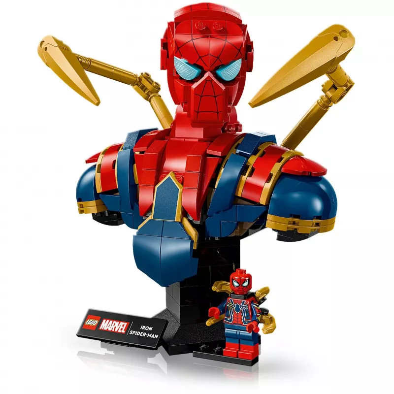 Busto de coleccionista LEGO Marvel Iron Spider-Man 76326, 379 piezas, modelo de exposición 18+, 170×200×110 mm