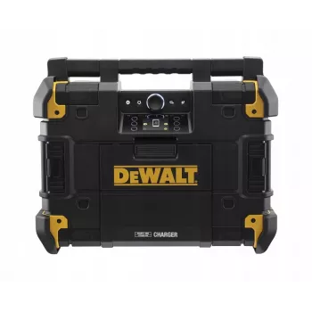Radio portátil DeWalt DWST1-81078-QW — sintonizador digital AM/FM, indicador LED, 4 altavoces, funcionamiento CA/CC, puerto USB, salida AUX
