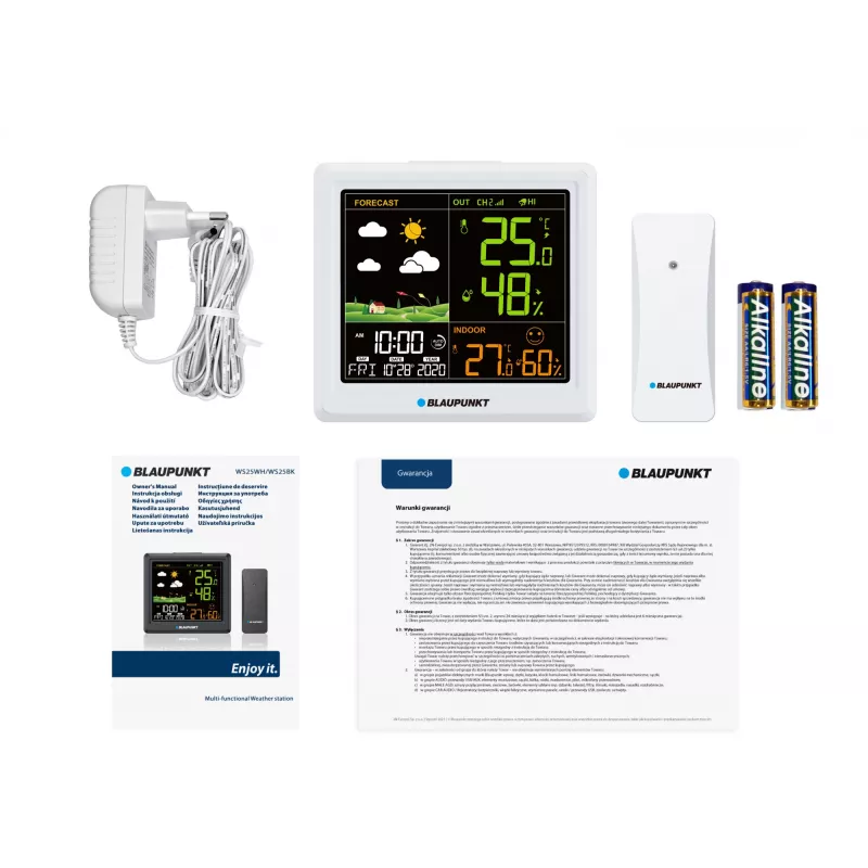 Estación meteorológica BLAUPUNKT WS25WH — mediciones interior/exterior, sensores inalámbricos