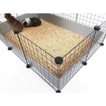 C&C Modular Cage C&C 4x2 con Loft 2x1 y rampa gris – jaula modular c&c para pequeños animales para cobayas, 145×75×75 cm, 10 kg