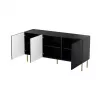 Cama Meble JUNGLE cómoda 152x40,5x74,5 cm, negro mate con patas doradas