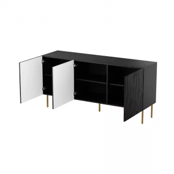 Cajonera Cama Meble JUNGLE 1520×405×745 mm negro mate con patas doradas, aglomerado