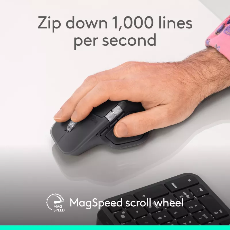 Logitech MX Master 4 for Business Ratón – Inalámbrico + Bluetooth, 8000 DPI, Grafito | Logitech