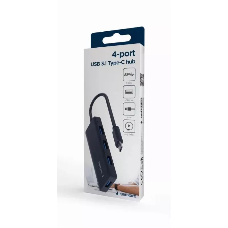HUB DE E/S USB-C 4 PUERTOS/UHB-CM-U3P4-02 GEMBIRD