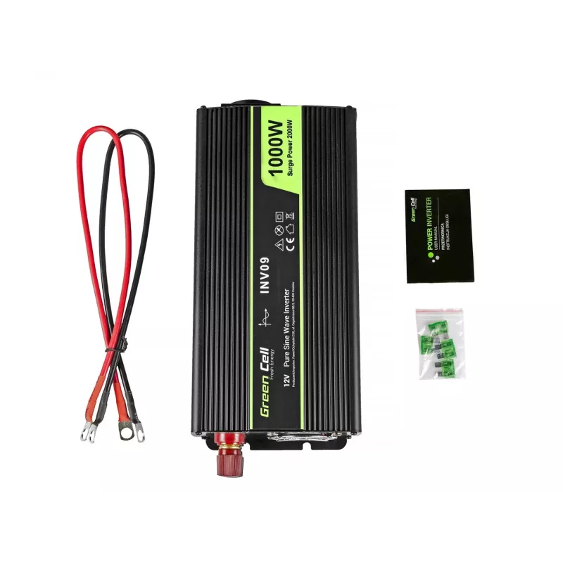 Green Cell INV09 convertidor de tensión para coche 1000 W negro