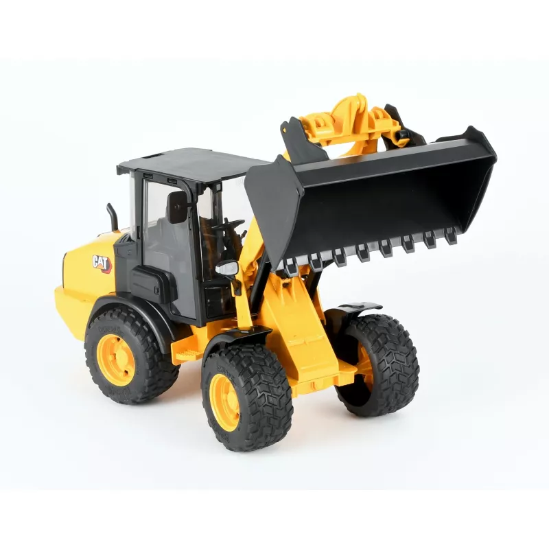 Bruder 02485 CAT cargadora de ruedas articulada compacta, vehículo de juguete a escala, de plástico