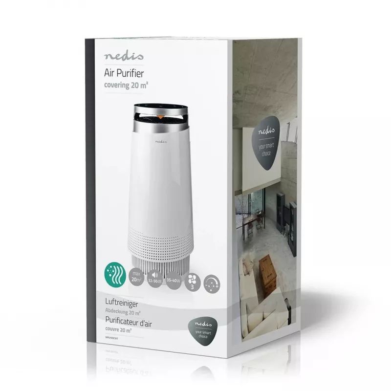 Purificador de aire Nedis AIPU100CWT 20 m² 50 dB 35 W Negro, Blanco