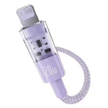 Cable de carga rápida USB-C a Lightning Baseus Gem 1 m 20 W Violeta, revestimiento de nailon, Lightning de 7 pines